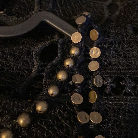 Maeve by Anthropology black lace blouse with bronze studs throughout - Picture 15 of 16